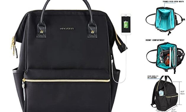 Stylish 15.6 Inch Laptop Backpack Water Resistant Doctor Bag in Black