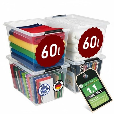 Aufbewahrungsbox mit Deckel 4er Set Kunststoffbox Stapelbox Lagerbox Regalbox