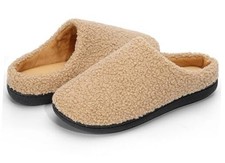 Women's Memory Foam Slippers Winter Warm Slip On House Shoes 9-10 Teddy-brown