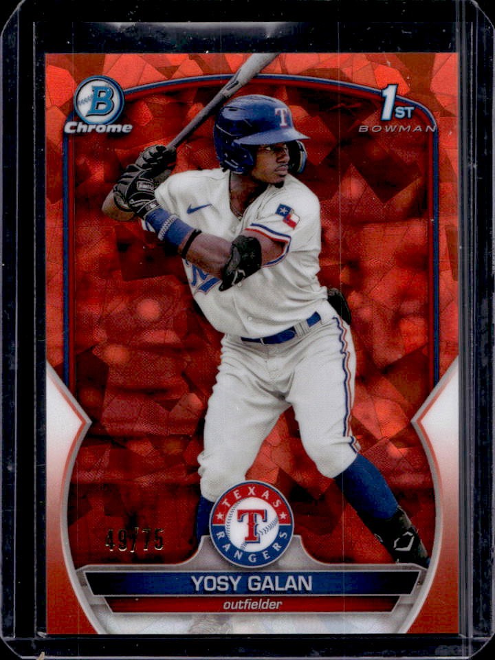 2023 Bowman Chrome Sapphire Yosy Galan Orange 1st #49/75 Rangers