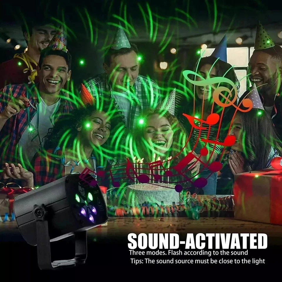 120 Rechargeable RGB UV Laser DJ Disco Party Stage Light Projector Remote Sound - Image 3 of 4