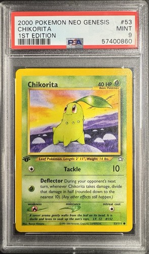 Chikorita (1st Edition) graded PSA 9 for sale on eBay