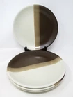 Vintage McCoy Pottery Dinner Plates Sandstone Brown Tan Stripe USA 10.5in