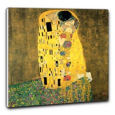 Quadro il bacio di gustav klimt 100x100x2cm bordi bianchi falso d'autore stam...