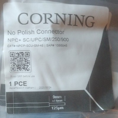 Corning NPC+ No Polish Fiber Connector SC-SC/UPC SM 250/900 Blue NPCP-SCU-SM-48
