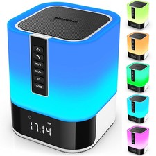 Hetyre Night Light Bluetooth Speaker, 5 in 1 Touch Control Bedside Lamp white