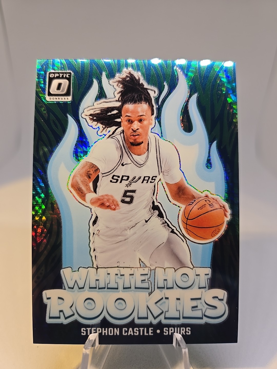 2024-25 Optic White Hot Rookies Hyper Green Stephon Castle RC  #/249 Spurs