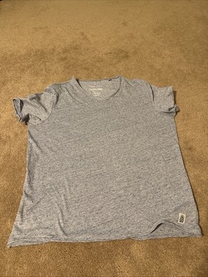 angelo litrico Crafted Goods shirt V Neck Rolled Hem Gray Slim Fit Short Sleeve