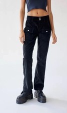 BDG Urban Outfitters Lucille Women 2 Corduroy Cargo Pants Black Bootcut Y2K