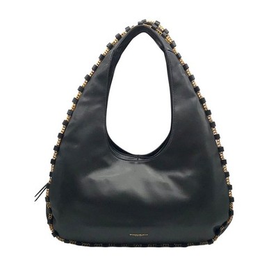 Donna Karan Black Leather Batiste Triple Compartment Shoulder Bag