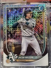 Jacob Wilson 2025 Bowman Chrome Mega RC Mojo Refractor #1 Athletics Rookie Card
