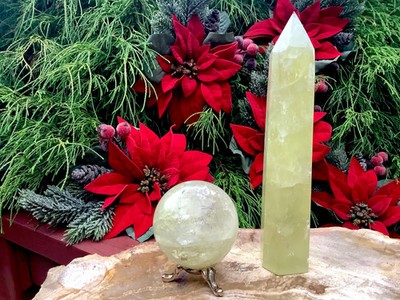 Citrine Crystal Generator and Ball with Stand ~ Crystal Gift Set ~ Tower and Sp
