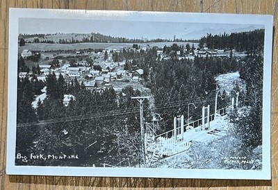 OLD BIG FORK MONTANA TOWN VIEW REAL PHOTO POSTCARD RPPC MEIERS POLSON PHOTOGRAPH