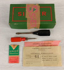 SINGER - SCATOLA ANNI 40 - CON ACCESSORI - DIMESNIONI SCATOLA=14X7X4 CM