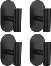 Adhesive Towel Hooks,Bathroom Black Towel Holder for Wall,4 Packs