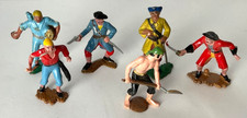 6 Vintage Plastic Pirates Hand Painted 2 From Germany 4 Hong Kong Pre Owned