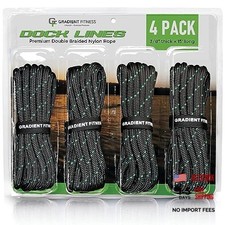 Dock Lines for Boat 4Pack 3/8" x 15' Double Braided Nylon Boat Rope, Marine