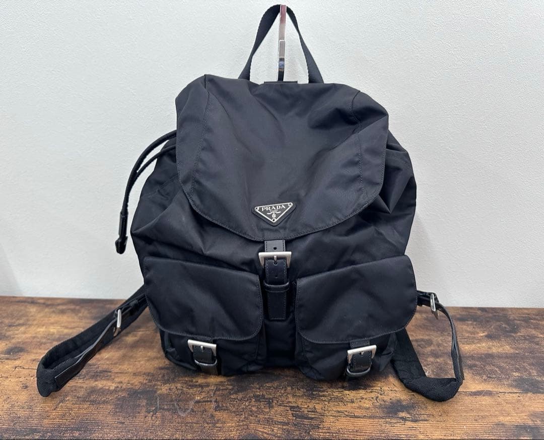Prada Nylon Backpack Black Lightweight School Wor… - image 1