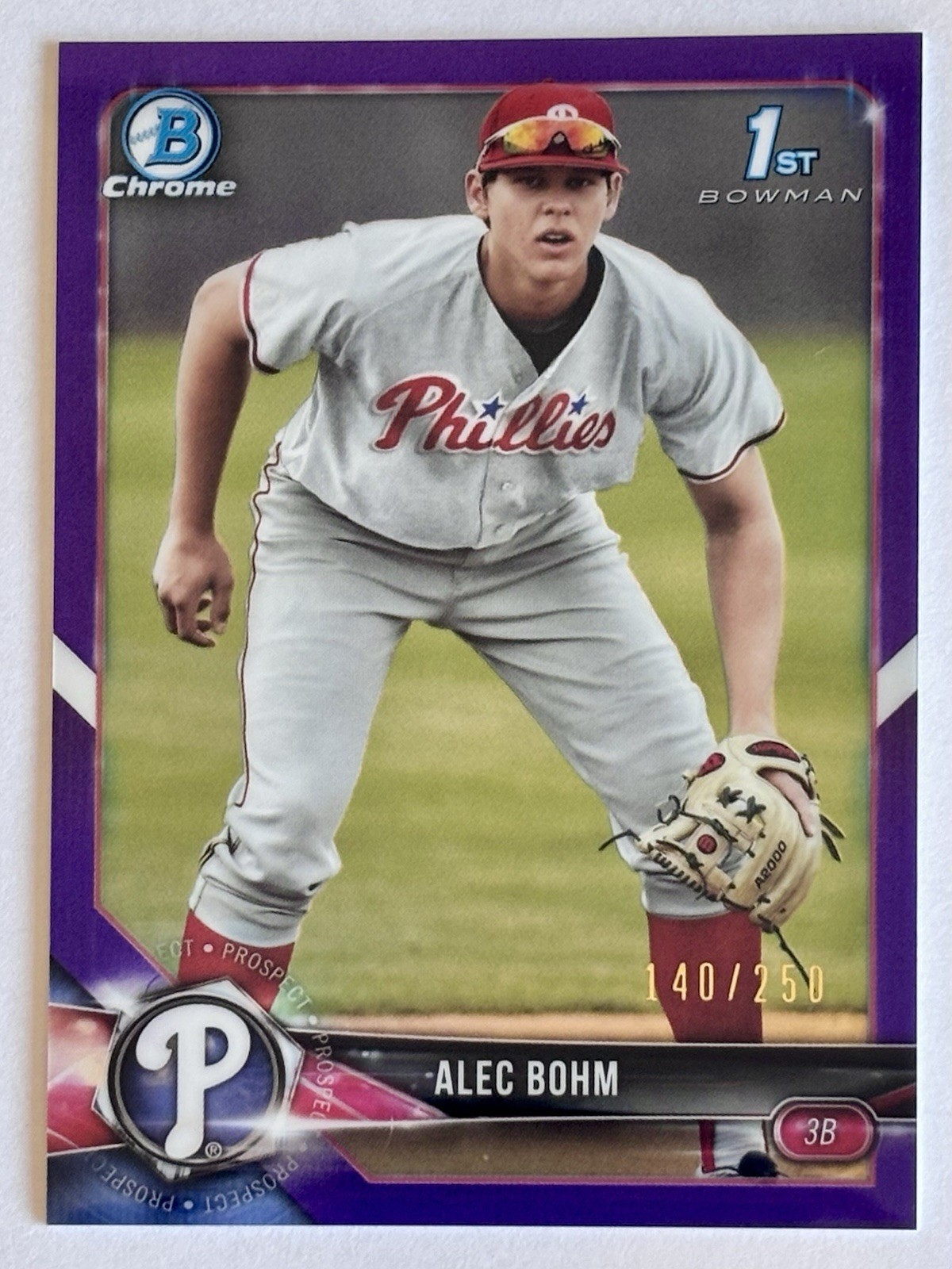 2018 Bowman Draft - Chrome Alec Bohm #BDC-25 Purple Refractor /250 (RC)