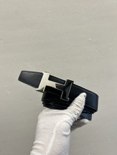 Hermes H-belt Silver Constance Black Brown Pebble Leather Size 95/38 AB12S