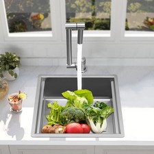Modern 304 Stainless Steel Sink Kitchen Sink Silver With Faucet  Drain Board US