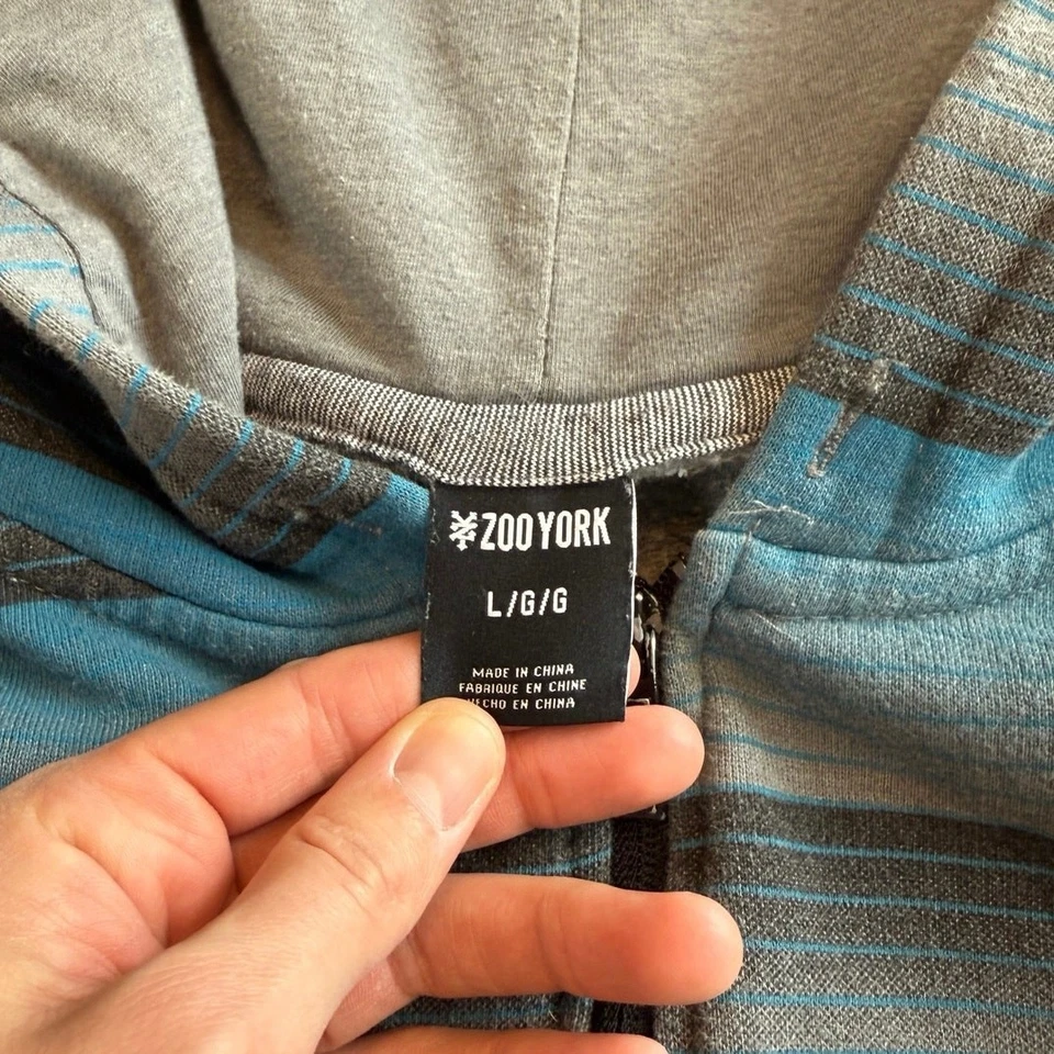 Sudadera con Capucha Cremallera Completa Y2K Zoo York De Colección Talla Grande Skate Grunge Patinador Foto 3 de 4