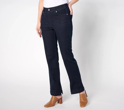 Adaptive Jeans Size 10 Denim & Co Cozy Touch Slim Straight DARK WASH QVC