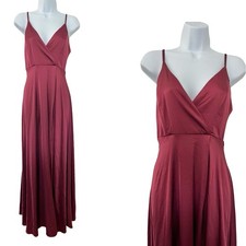 Lulus Ode to Love Satin Side Slit Maxi Dress Size XS Red Event Bridesmaid Formal
