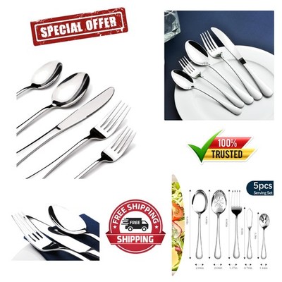 Elegant 65-Piece Silverware Set for 12 - Ergonomic Design & Dishwasher Safe