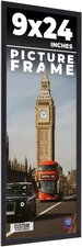 9x24 Frame Black Real Wood Picture Frame Width 0.75 inches | Interior Frame Dept