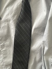 Silver Grey Calvin Klein Boys Dress Shirt Size 18 And Black Tie Adjustable