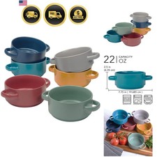 Stoneware 22oz Matte Glaze Soup Crocks Set of 6: Perfect for hearty soups and...