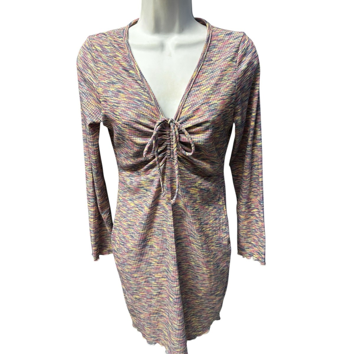 Lisa Says Gah Lotta Mini Dress Size M Berry Berry Long Sleeves Ruched Space Dye View 2