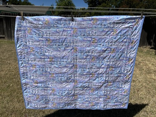 Trapunta reversibile fatta a mano 46x54 blu girarrosto coperta bambino spedizione gratuita  - Foto 5 di 12