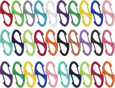 20pcs Mini Double Sided Carabiner Clips Lightweight Aluminum Keychain Hooks for