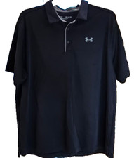 Under Armour Men  s XXL Black Loose Fit HeatGear Polo Golf Shirt
