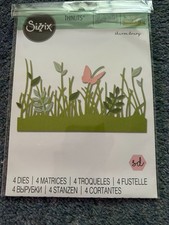 SIZZIX THINLITS 4 DIES SPRINGTIME BORDERS GRASS BUTTERFLY FOLIAGE NEW 66438