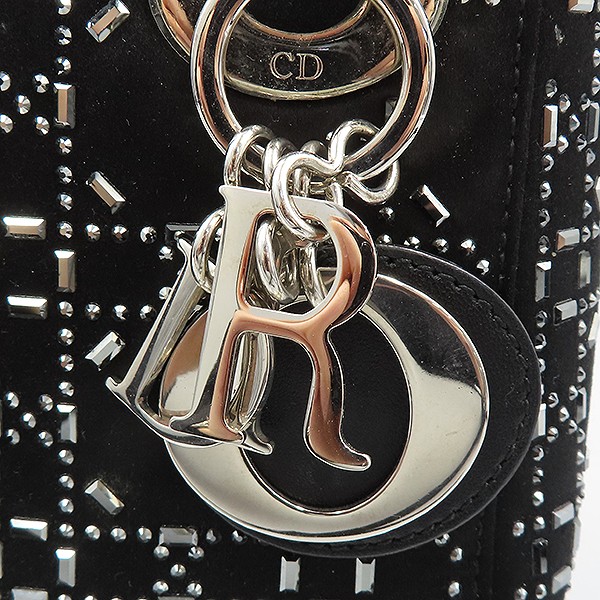Dior M0500PRTC_M911 Black Rhinestone Canage Satin Lady Dior Mini