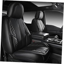 Nappa Leather Car Seat Covers Front Seats Only, Two Front Seat black front