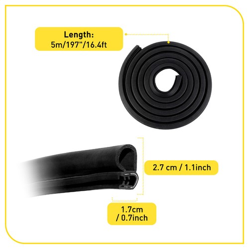 5m Automotive Industrial Rubber Pinch Weld Door Seal U Type Edge Trim Van Trunk - Picture 2 of 10