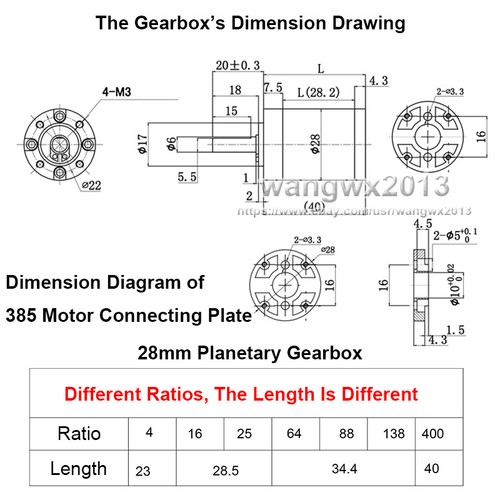1x 28 mm Metallgetriebe Geschwindigkeitsreduzierung Planetengetriebe für 385 2838 Motor - Bild 2 von 7