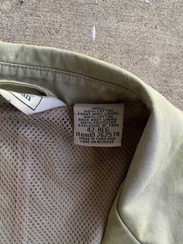 LL Bean Jacket Men 42 Green Safari Sport Field Jacket Cotton Blazer Utility BAWR - Picture 7 of 16