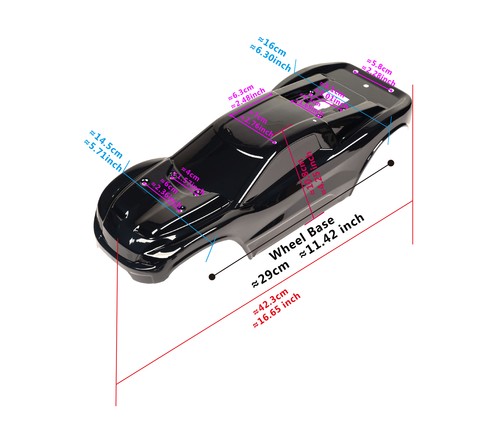 Custom Body Hot Pink for Traxxas 1/10 Rustler 4x4 Truck Shell Cover - Picture 3 of 8