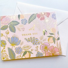 RIFLE PAPER CO. Thank You Card  Envelope - "COLETTE" Floral Gold Foil A2