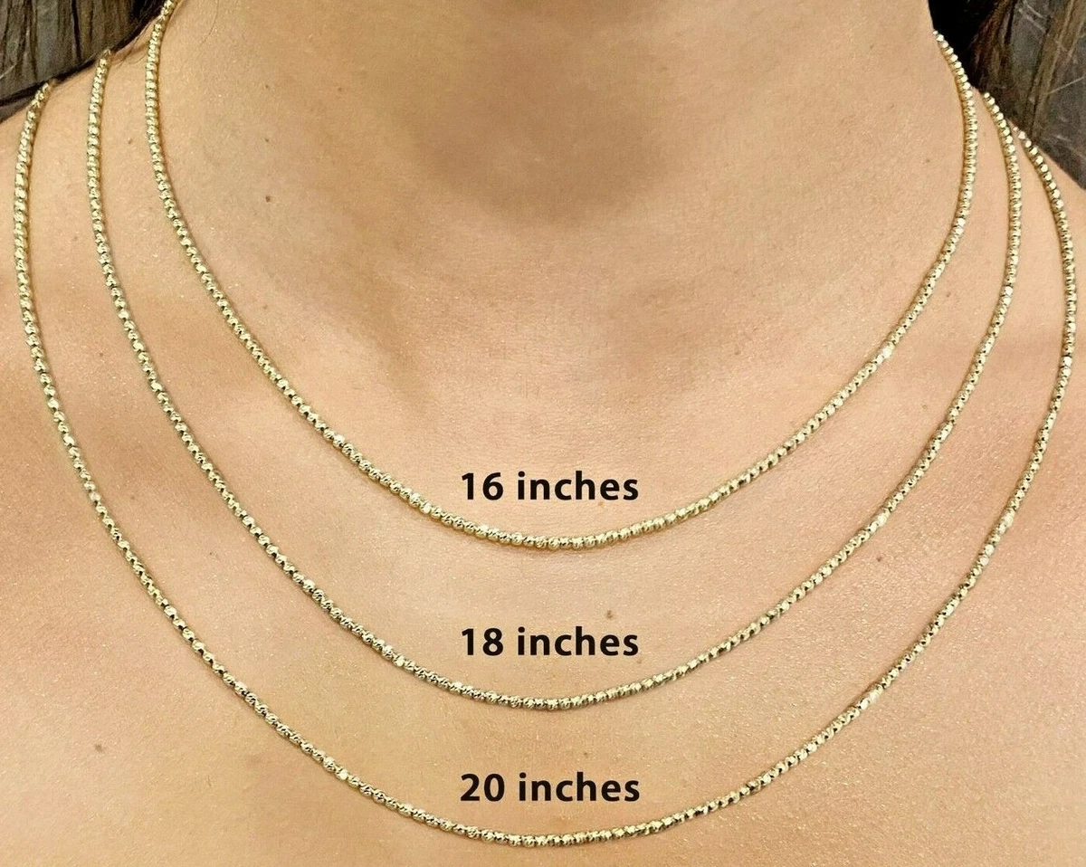 14k White Gold Diamond Cut Beaded Chain Necklace