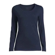 No Boundaries Juniors' Everyday Long Sleeve T-Shirt-Navy-Medium -(7-9)-NWT