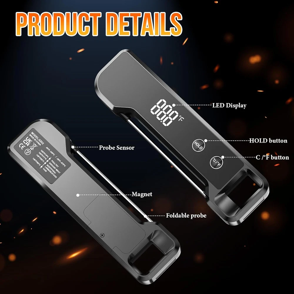 Meat Thermometer Digital Instant Read Food Thermometer for Cooking, Waterproof K