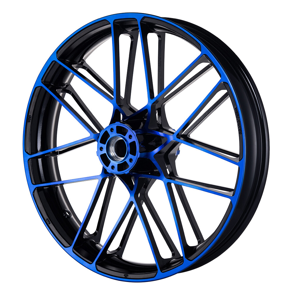 【R&B】Forte Sleek Double-Spoke Wheel 21 inch Blue CNC Contrast Front