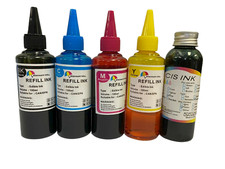 Edible Ink Refill Kit for Canon Epson Brother Printers 5x100ml Ink Bottles Gray