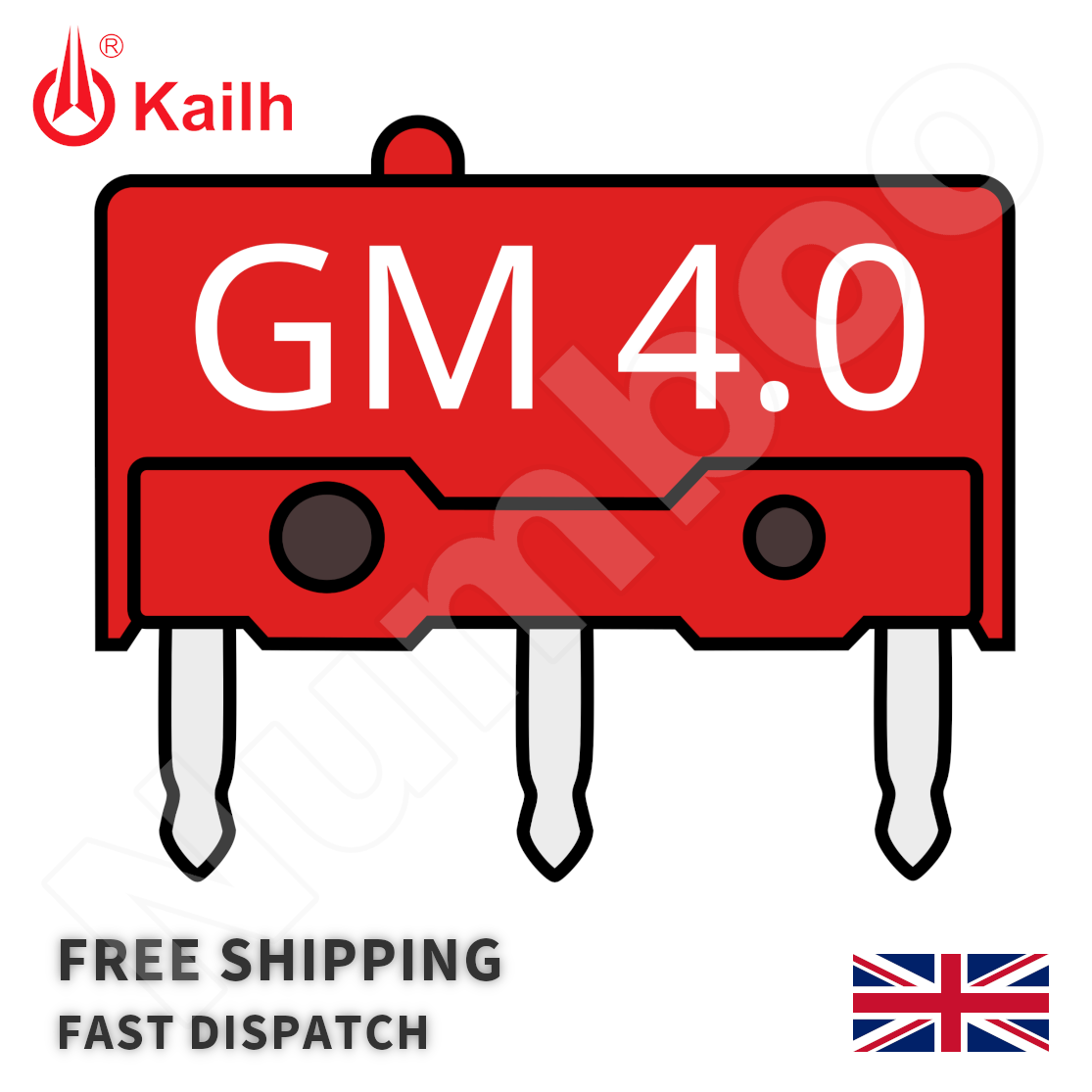 2 Interrupteurs Souris Gaming Kailh GM 4.0 Rouge - Force 70gf - Durée 60M Clics - Pour Modding Et Réparation